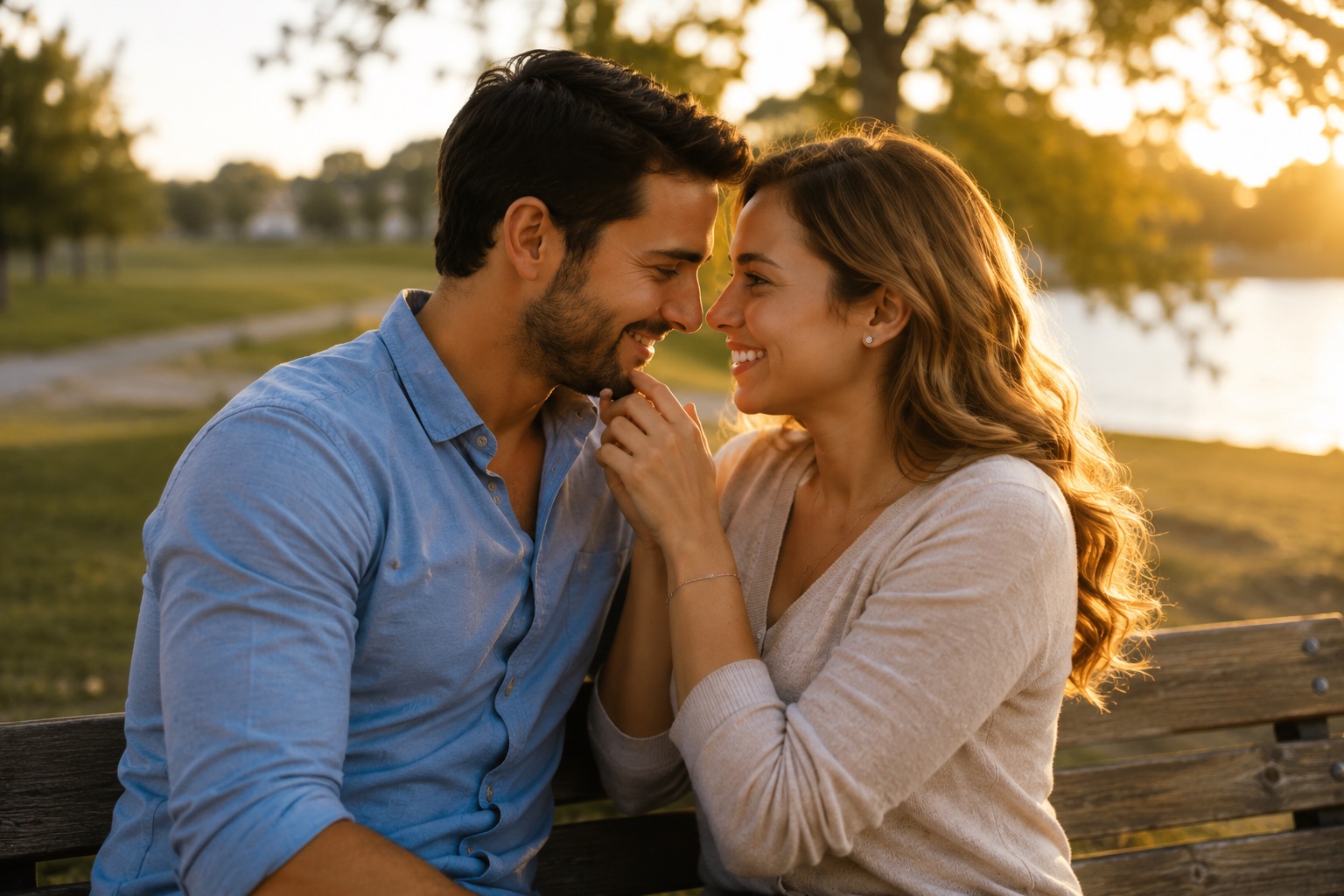 A couple sharing an affectionate moment